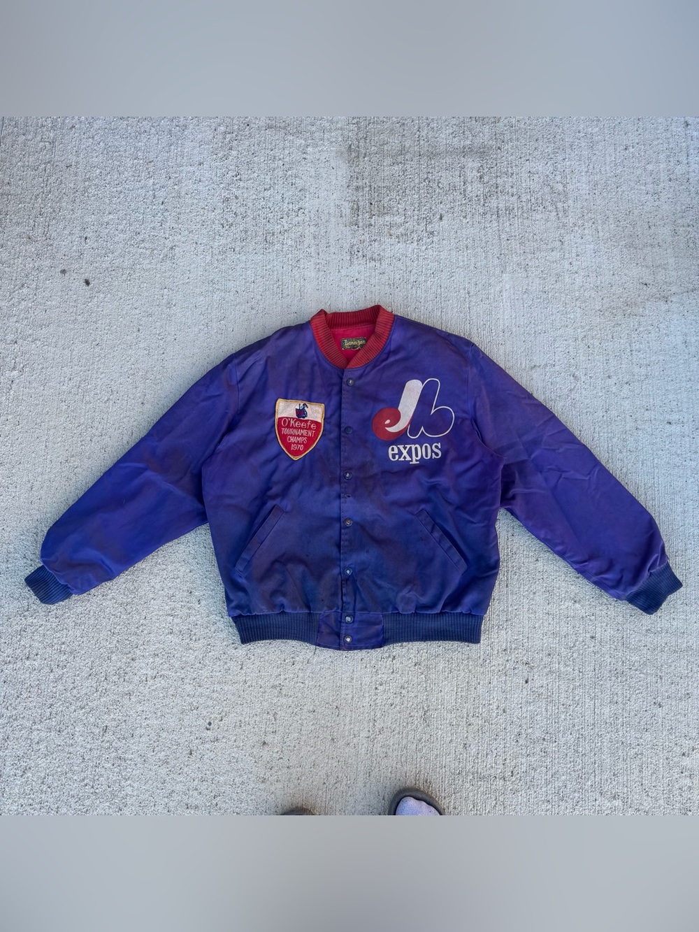 Vtg 1970 Lonn-Jac MLB Montreal Expos O’keefe Tourna Satin Bomber Jacket Cut Tag